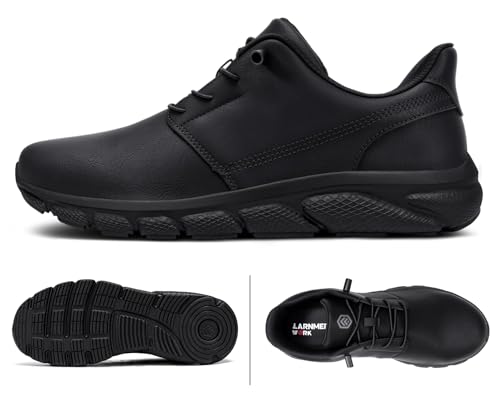 Image of LARNMERN Steel Toe Skate Shoes Men Safety Work Sneakers Wide Toe Box Barefoot Zero Drop Non Slip Shoe