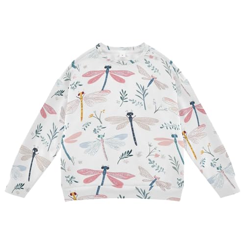 JUNZAN Cute Dragonfly White Little Girls Hoodie Sweatshirt Long Sleeve Hoodies for Girls Party 4T