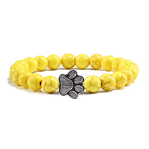 Bracelet cadeau fille et femme en pierre volcanique avec charme de patte