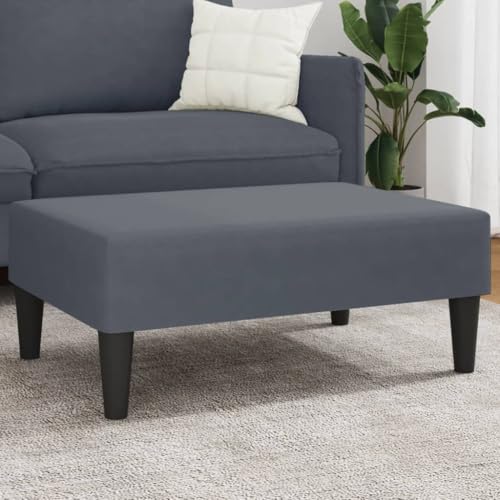 Repose-pieds en velours gris foncé 77x55x31 cm rembourré avec structure solide en contreplaqué
