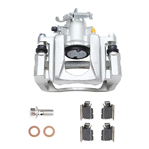 Image of Detroit Axle - Rear Ceramic Brake Pads Left Disc Caliper Replacement for 2008-2012 Chrysler Town Country Dodge Grand Caravan VW Routan - 3pc Set
