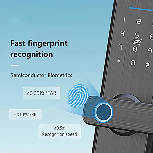 Fechadura de porta com impressão digital Bluetooth, código de aplicativo, chave de cartão, tela sens