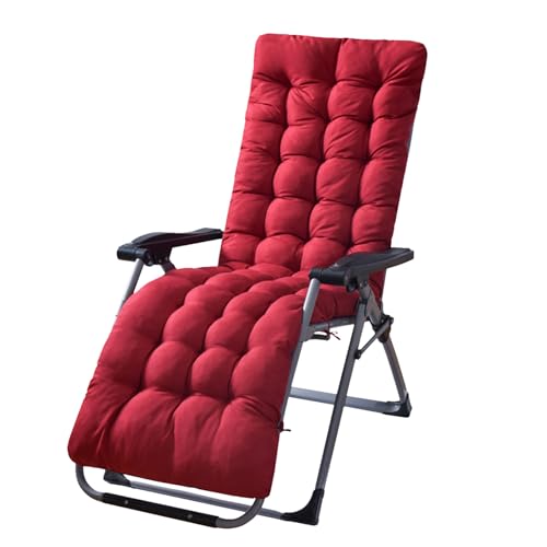 KOCASO 67x22x3in Chaise Lounger Cushion Bench Patio Recliner Rocking Chair Sofa Mat Deck Chair Cushion Indoor Outdoor Furniture Pat with 6 Ties & 1 Non-Slip Top Cover, Red (Only A Cushion)