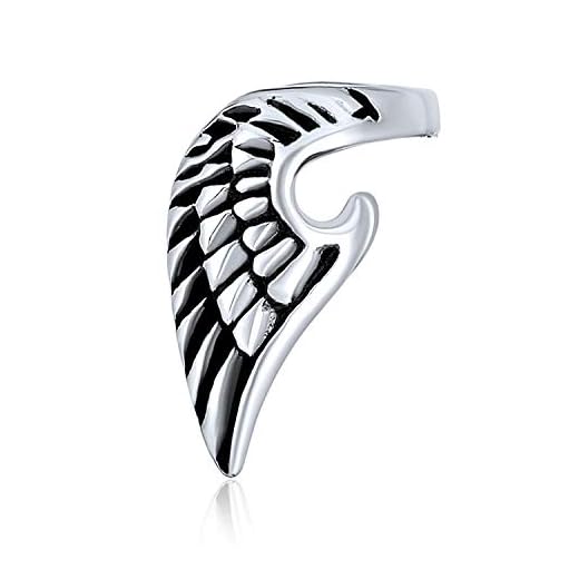 Guardian Angel Wing Cartilage Earring, Black Stainless Steel