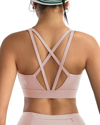 Image of RUNNING GIRL High Impact Sports Bras for Women - Scoop Neck Strappy Sports Bra High Support Moulded Cup Workout Bra