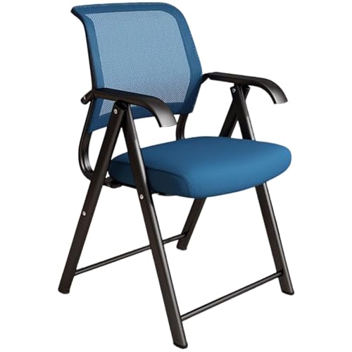 Cómoda silla de oficina plegable, respaldo transpirable, asiento acolchado, no necesita montaje, silla azul portátil para uso doméstico y de oficina