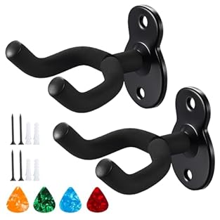 【U-shaped anti-slip bracket】 The guitar wall hanger has a U-shaped cradle, which can securely fix your guitar without the risk of sliding. 【Versatility】This guitar wall mount hooks suitable for lots of instruments, such as guitars, basses, violins, u...