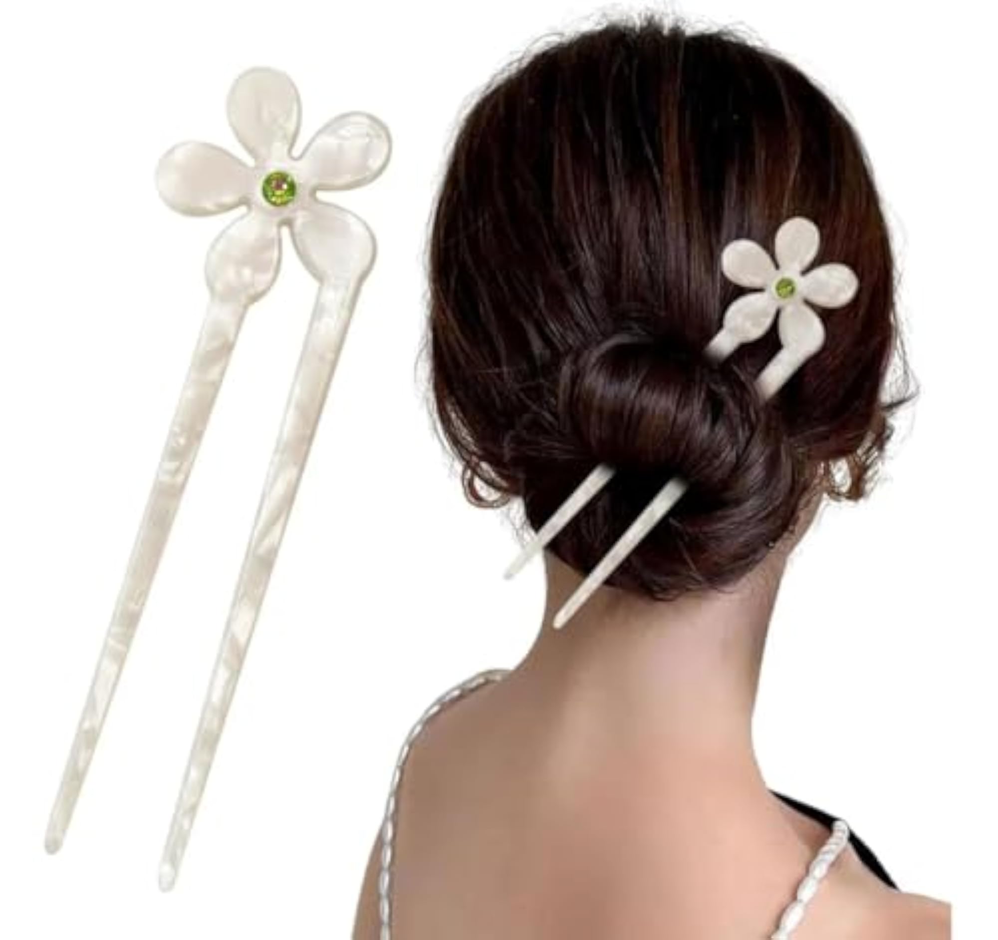 Korean Style Acetate Retro Flowers Hair Stick, 5.7 Inch