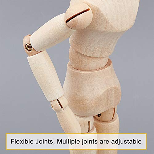 Olycraft 4Pcs Wooden Joint Model Wood Figure Artists' Manikin Drawing Figure Model With Flexible Joints Human Mannequin Sketch Art Drawing Model Artist Model -- 8 & 6 & 5 Inch #TOP2