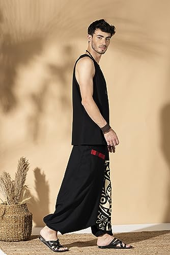 Image of The Veshti Company Printed Harem Pants for Men's Cotton Hippie Style Baggy Boho Yoga Pajama Pant with Pocket