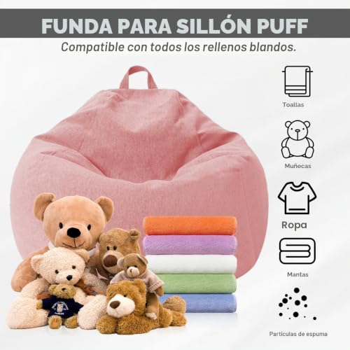 Miniatura 5 de Saco De Asiento Para Niños Y Adultos - Funda De Saco De Asiento Sin Relleno, Con Cremallera, 100 X 120 Cm, Puf Para Dormitorio, Oficina, Salón, Terraza