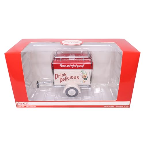 Trailer de viaje crema con techo rojo Coca-Cola 1:24 miniatura 4