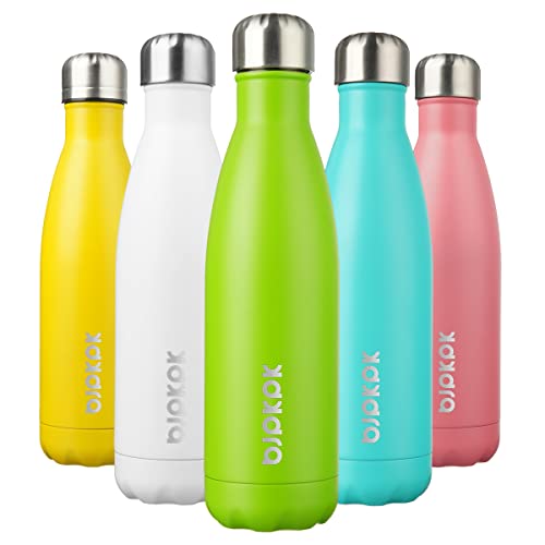 BJPKPK 17oz Insulated Stainless Steel Water Bottles,Sports Water Bottles Keep Cold for 24 Hours and Hot for 12 Hours,BPA Free for Travel,Green
