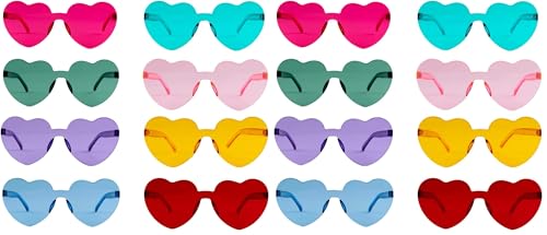 Juliyeh 8 Stück Herzförmige Retro Partybrillen Set, Kostümbrille, Candy Color Eyewear für Frauen, Männer, Kinder und Erwachsene, 58 mm