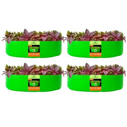 Image of Kingwell grow bags 18x6 inches pack of 4 Grow Bag For Terrace Garden Leafy Vegetable Plant Grow Bags Fruits Growing Containers For terrace Gardening