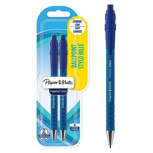 Paper Mate Flexgrip Ultra chowane długopisy kulkowe | średnia końcówka (1,0 mm) | niebieski | 2 sztuki