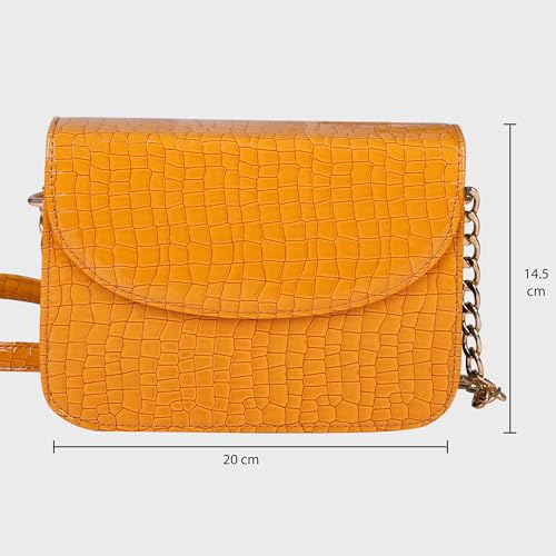 Image of The Wallet Store Leather Sling Bag For Women | Ladies Purse Wallet | Best Gift For Mother, Sister, Wife, Girlfriend, Etc (Yellow)