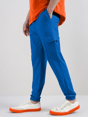 Image of Veirdo 100% Pure Cotton Regular Fit Mid Rise Trackpants with Side Pocket for Men & Boys
