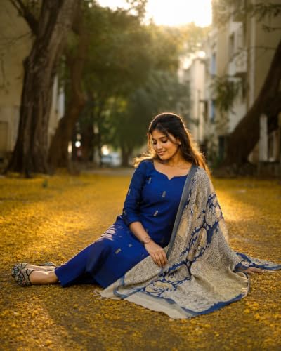 Image of GoSriKi Viscose Kurta | Kurta with Pant & Dupatta | Straight Kalamkari Printed Suit | Indian Ethnic Outfit Office Party Wedding Clothing Fashion Premium Traditional Style Look 3 Piece