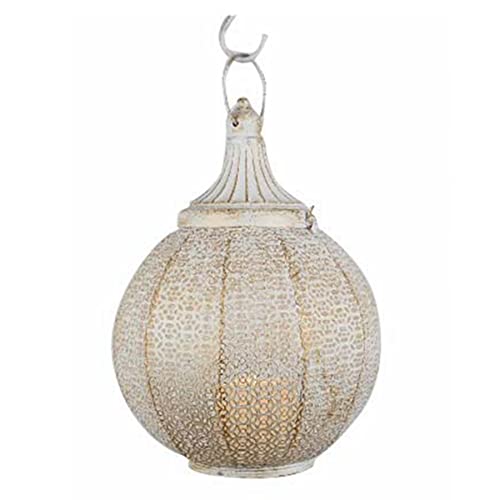 Lanterne de Jardin pour Bougies en métal de Couleur Blanche, résistante aux intempéries, Bougie Non Incluse.