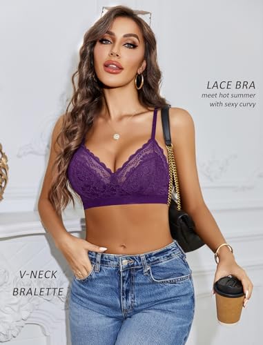 Image of Avidlove Bralettes for Women Lace Racerback Bras Wireless Unlined Bralette Comfy Bra Sexy Lingerie Tops