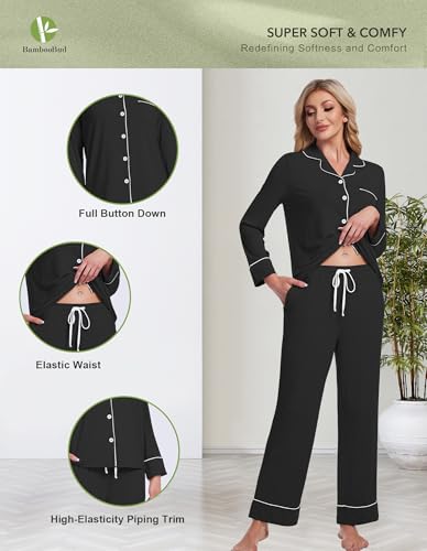 Image of Pajamas Set for Women Soft Knit Button Down Sleepwear 2 Piece Breathable Viscose from Bamboo Pjs S-XXL