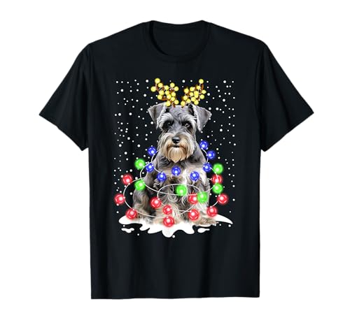 Schnauzer Dog Natal luzes feias de Natal t-shirt
