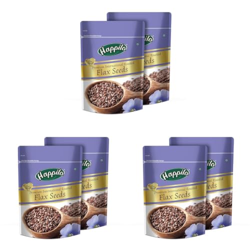 Image of Happilo Premium Authentic Flax Seeds Roasted 250g (Pack of 6) | Omega-3, Protein & Fiber | Alsi Seeds for Hair Growth, Weight Management & Diet