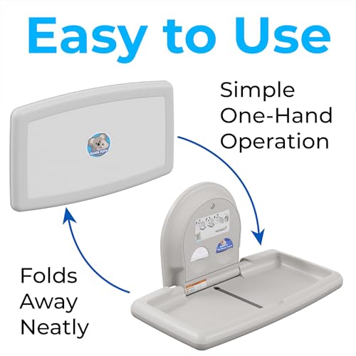 Koala Kare KB300-05 Horizontal Surface Mounted Baby Changing Table - Foldable Plastic Diaper Changing Station (White Granite)
