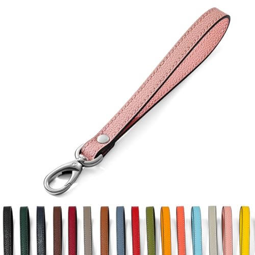 Short Leather Dog Leash, Heavy Duty Leather Dog Lead with Metal Hook, 8 Inch Short Lead Rope for Medium Large Dogs Training and Walking