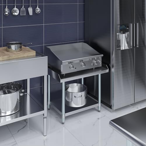 Image of AmGood Stainless Steel Equipment Stand - Heavy Duty, Commercial Grade, with Undershelf, NSF Certified (24 inch Width x 30 inch Length)