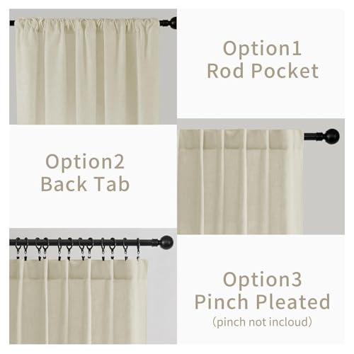 Image of Joydeco Linen Curtains for Living Room,Semi Sheer Curtains 72 inches Long,Light Filtering Curtains Privacy Assured Curtains & Drapes (W52 x L72 Inch, Natural)