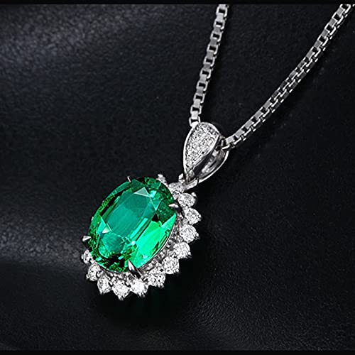 Collier émeraude or blanc anti ternissement bijou brillant durable