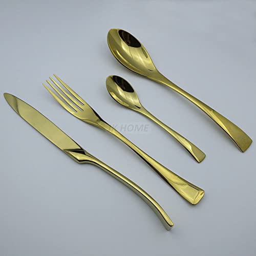 Juego de cubiertos de acero inoxidable con 24 piezas de vajilla moderna para comida occidental 5