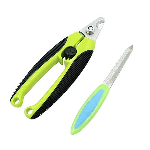 POPETPOP Stainless Steel Dog Nail Clipper with Safety Guard Ripple Pattern Pet Nail Trimmer for Dogs Cats Birds and Animals Sharp Comfortable Grooming Tool