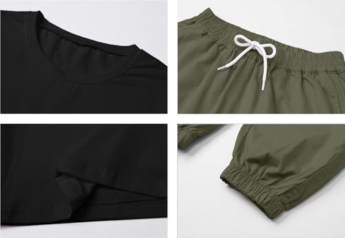 Image of Betusline Girls Fall Winter Clothing Sets, Long Sleeve Crop Top & Cargo Jogger Pants 2 Piece Outfit Sets,4T-14Y