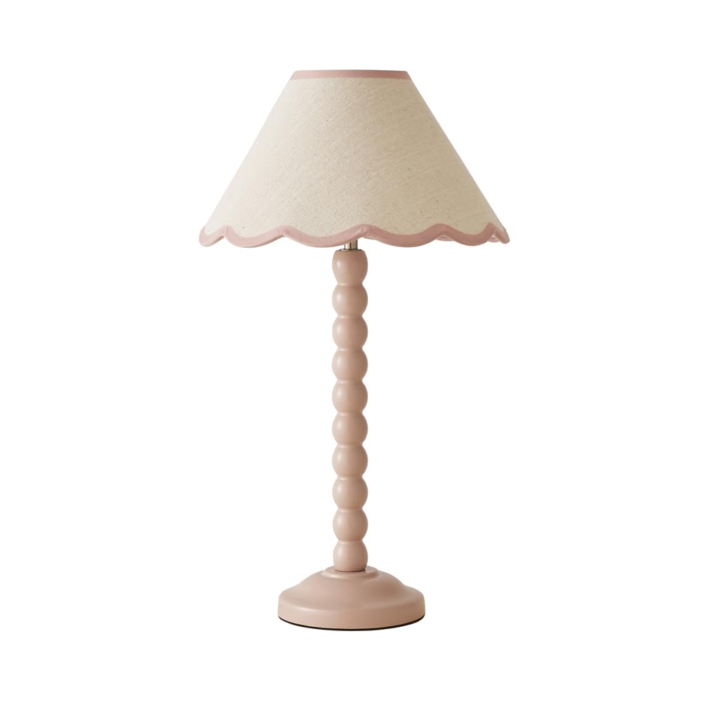 Valuelights Pink | Rose Bobbin Stem Table Lamp With Trim Scallop Shade | Home Décor, Bedside & Desk Lamp Size 12