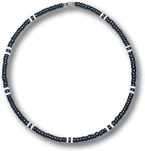 Native Treasure 18 inch Mens/Womens Black Coco Wood Bead 2 White Puka Shell Necklace Choker - 5mm (3/16")