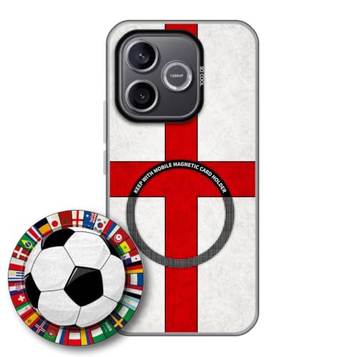 JGOYGYI Case for Honor 600 Lite with Magnetic Detachable Collapsible Grip Stand, Shockproof Silicone Bumper Cover, England Flag Football Design,Pattern 2