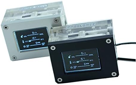 Computer Water Cooling Flow Meter Flow Indicator LED Thermometer Flow Rate All-in-one Kit 12v 3pin Liquid Cooling Tool (Black + RGB Lights)