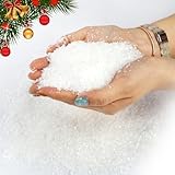 Weihnachten Kunstschnee, Glitzernder Kunstschnee Deko, Fluffiger Deko Schnee, Fake Schnee, Kunstschnee zum Basteln, Schneepulver Schneewatte für Weihnachten Schneedecke Weihnachtsdorf Deko Watte -100g