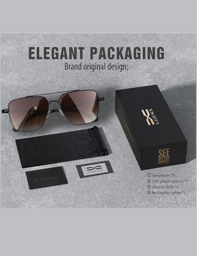 Image of LUENX Aviator Sunglasses for Women Men Polarized Lens Trendy Sun Glasses - UV 400 Protection 60MM with Accessories Driving