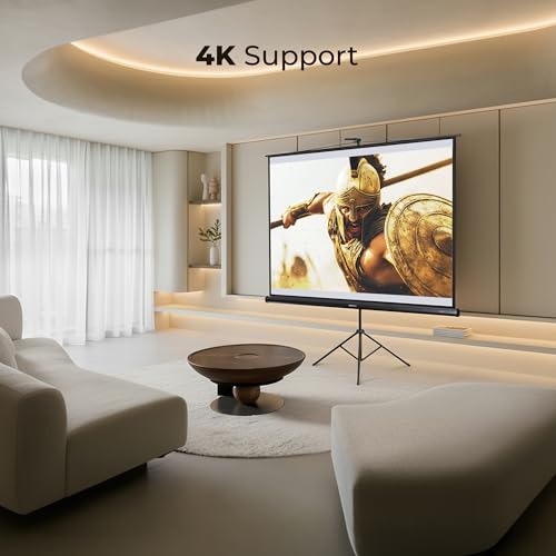 Image of Zebronics Tripod Projector Screen, 304.8 cm (120 Inch), 4K Support, Adjustable Height, 4:3 Aspect Ratio, 160 Wide Viewing Angle, Matte Finish Screen, Black Backing (PST120B)