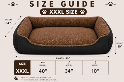 Image of SITSNOOZE Giant Reversible Orthopedic Dog Bed XXXL Size for Massive Breeds 45 kg and Above Washable Sofa Mat for Tibetan Mastiff and Newfoundland (Brown & Black, XXXL)