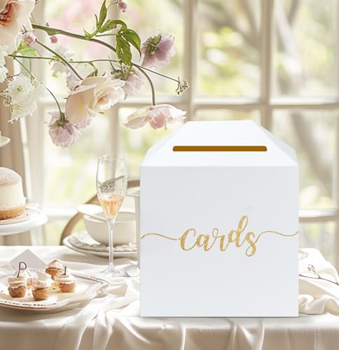 Image of SietDESEO White House Card Box for Party Diy White Money Box Gift Cards Box Holder for Birthday Wedding Baby Shower Bridal Shower Raffle Box