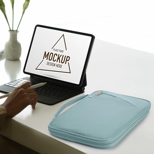 Image of MoKo 9-11 Inch Tablet Sleeve Carry Case Padded Protective Bag with Handle | Fits New 11-inch iPad Air 4 2026 /Pro M5 / A16, iPad 10th /Air 5 /4th 10.9, i-Pad 9 /8th 10.2,Tab S9 /S8 11, Misty Blue
