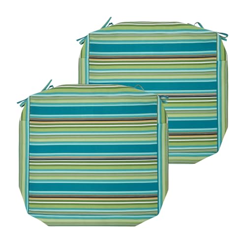 FUNHOME Outdoor Cushion Covers 22 x 20 x 4 inch,Set of 2,Replacement Seat Cushion Cover for Patio Furniture Chair,Water Resistant,Fade-Resistant Slipcover Only,No Insert(Green Stripe)
