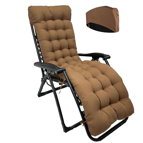 Mhwgo Coussin de Chaise Longue Jardin Extérieur, Épais Coussin Bain de Soleil, Coussin pour Chaise Extérieure avec Capuchon Antidérapante et Bande Réglable pour terrasse, Balcon, Voyage Vacances (03)