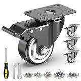 HOLKIE 3 Inch Caster Wheels Set of 4, Heavy Duty PP Plate Casters with Dual Locking Safety Brake, 1000lbs Total Capacity Hard Polypropylene Swivel Wheels for Workbench, Trolley, Garage