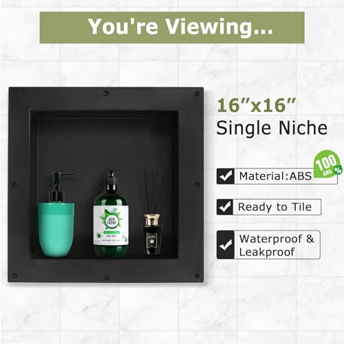 Suteck 16" x 16" Shower Niche Ready for Tile,Single Shelf Square Niches, Niche for Showers Bathroom Storage, Recessed Wall Box by Suteck - Image 6